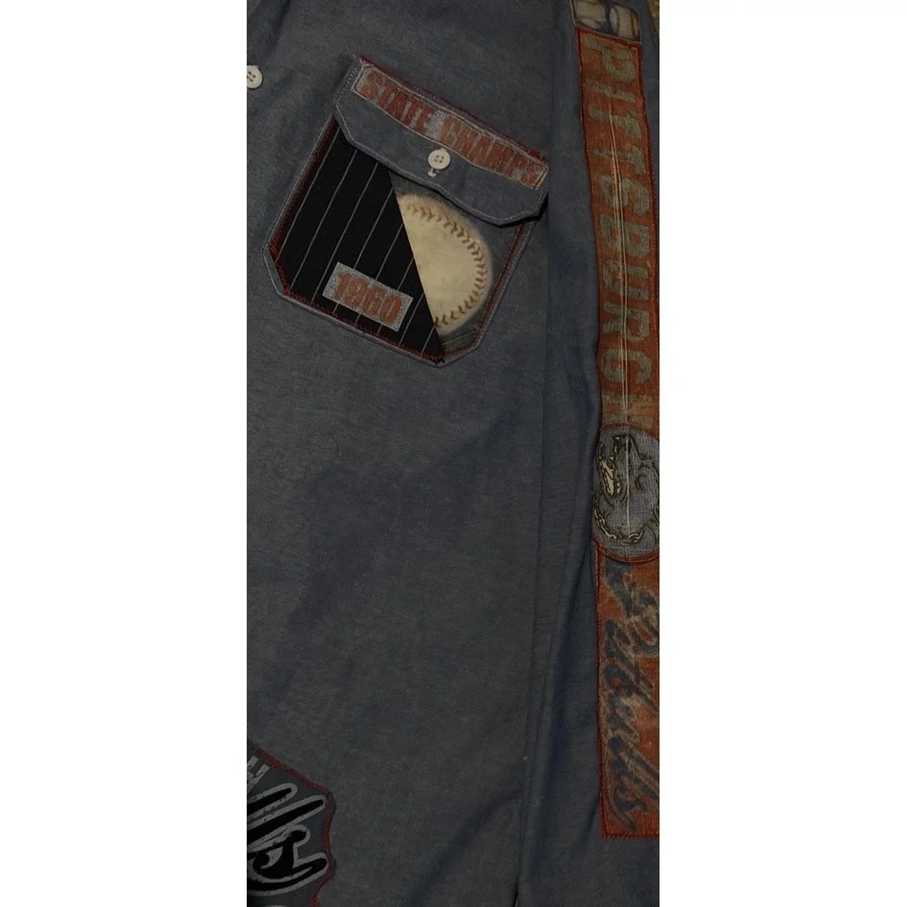 Reworked Vintage Dickies Baseball Shirt‎ Pittsburgh Pitbulls 1960 Patch L